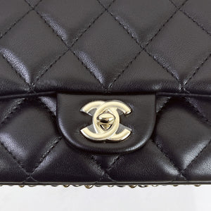 Chanel Precious Pearls Mini Flap Black Lambskin Light Gold-tone Hardware