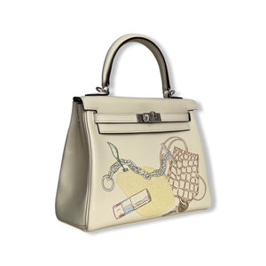 Hermes Kelly 25 Special Edition In and Out Retourne in Nata Swift Leather and Palladium Hardware