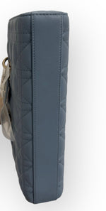 将图片加载到图库查看器，Christian Dior Lady D-Joy Medium Cloud Blue Lambskin Cannage Gold-tone Hardware
