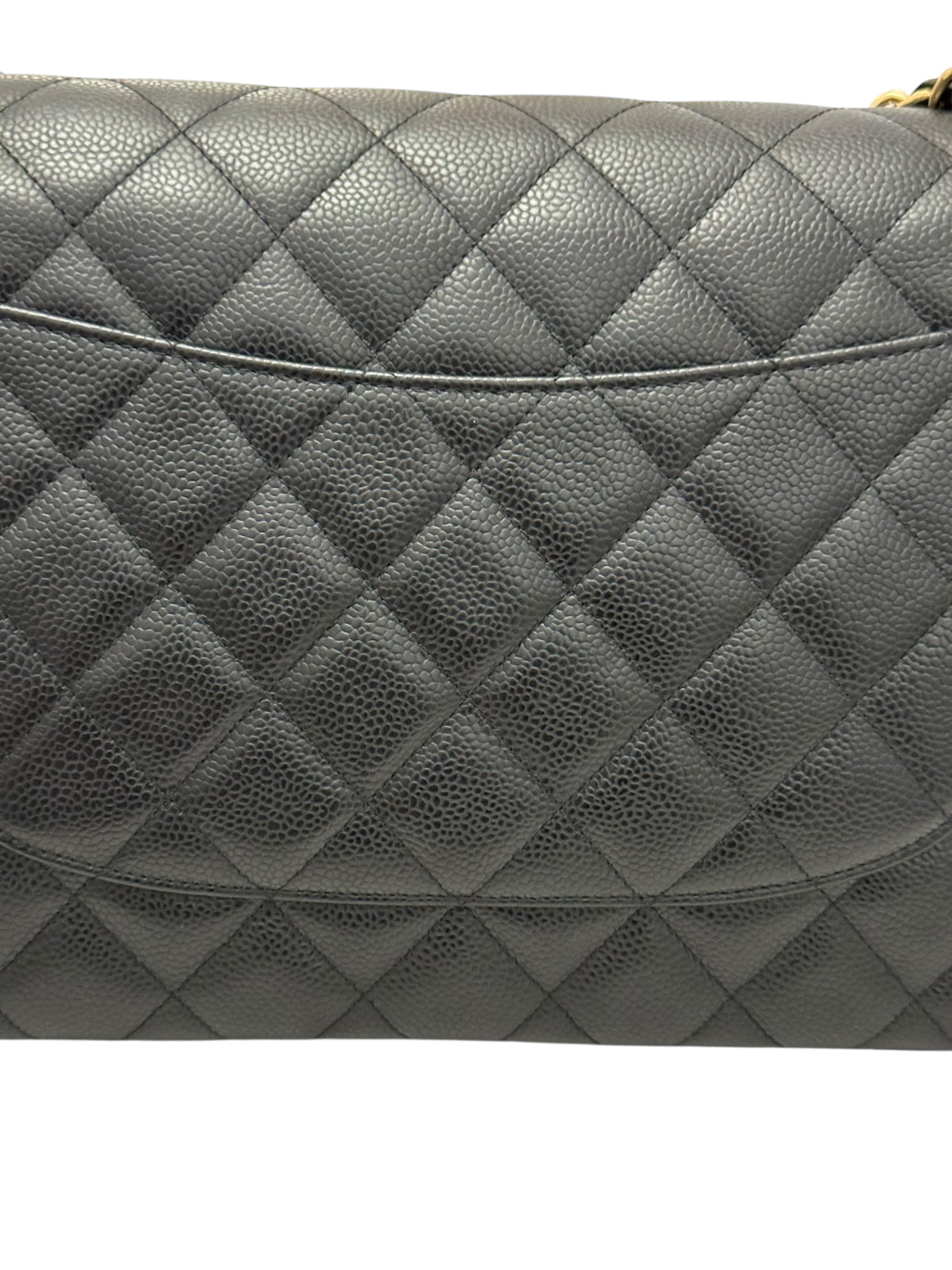 Chanel Timeless Classic Jumbo Black Caviar Gold-tone Hardware