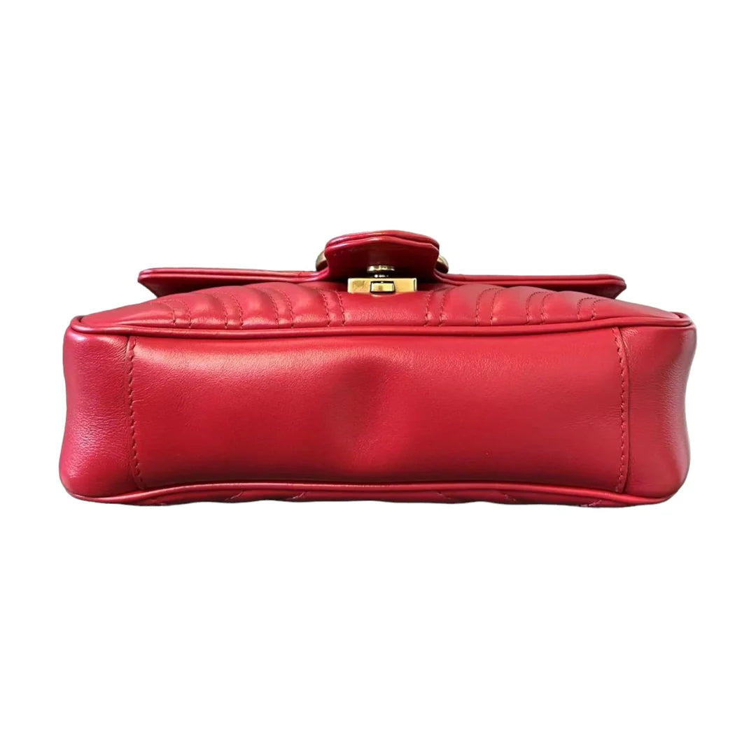 GUCCI GG Marmont Mini Calfskin Matelasse Red GHW