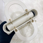 将图片加载到图库查看器，Christian Dior My Lady ABCDior Small White Lambskin Gold-tone Hardware
