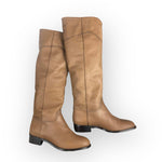 Load image into Gallery viewer, Chanel CC Riding Boots Light Brown Calfskin Womens 41.5EU/10-10.5US
