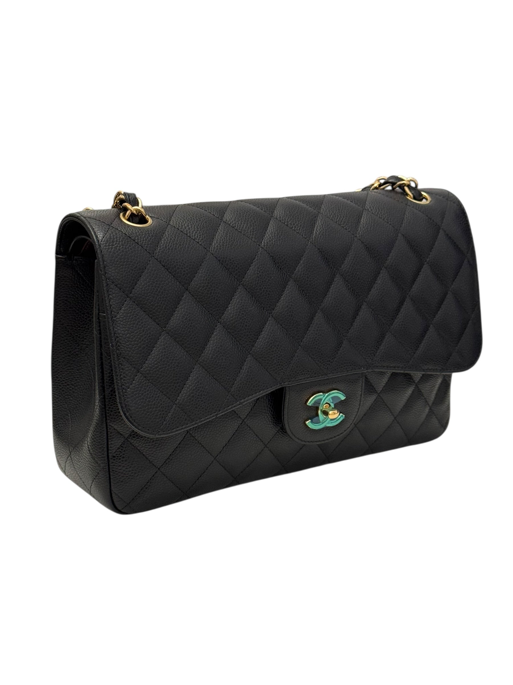 Chanel Timeless Classic Jumbo Black Caviar Gold-tone Hardware