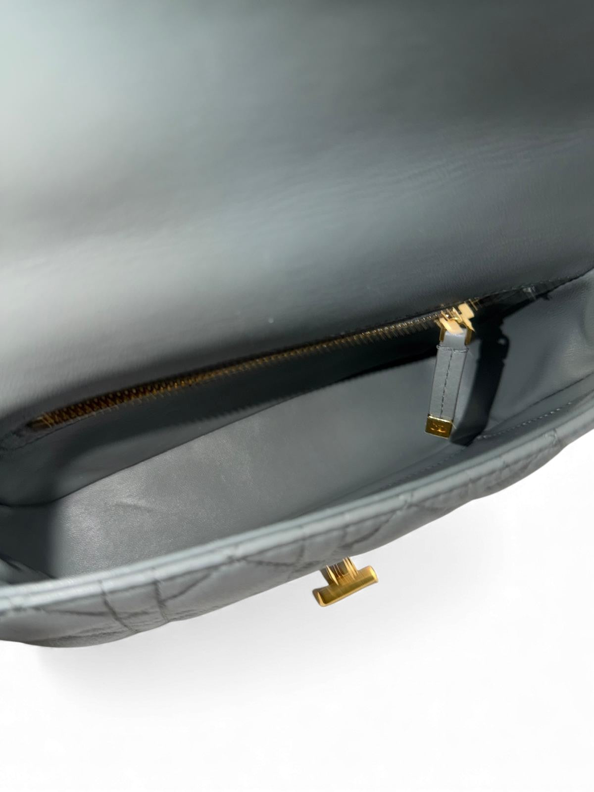 Christian Dior Caro Small – Stone Grey Calfskin, Gold-tone Hardware