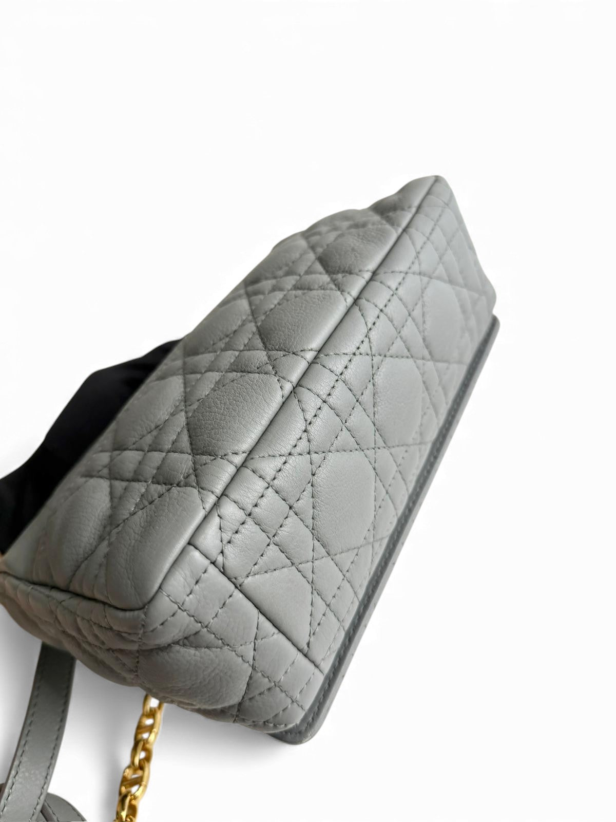 Christian Dior Caro Small – Stone Grey Calfskin, Gold-tone Hardware