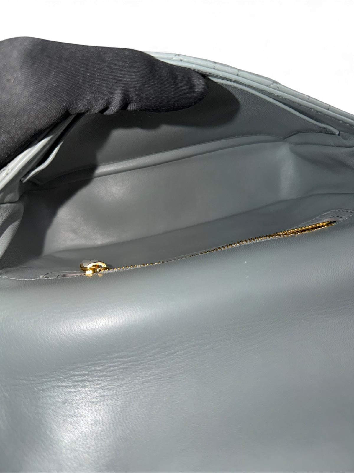 Christian Dior Caro Small – Stone Grey Calfskin, Gold-tone Hardware