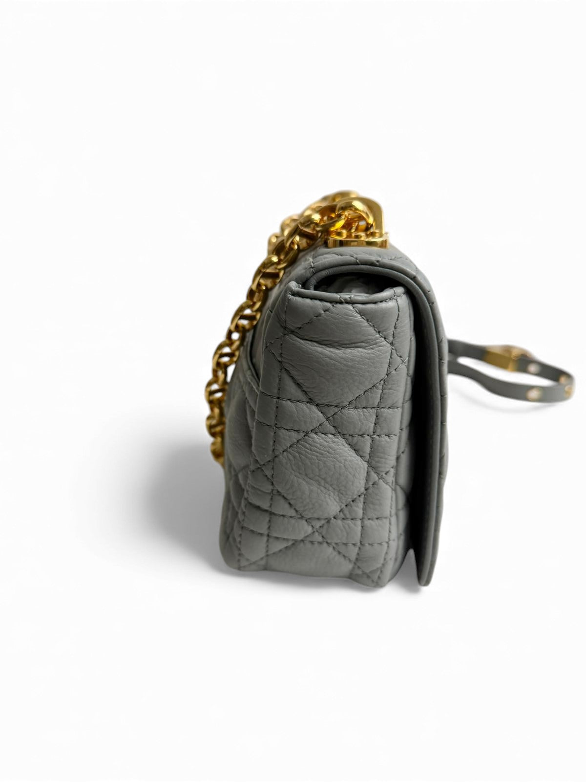 Christian Dior Caro Small – Stone Grey Calfskin, Gold-tone Hardware