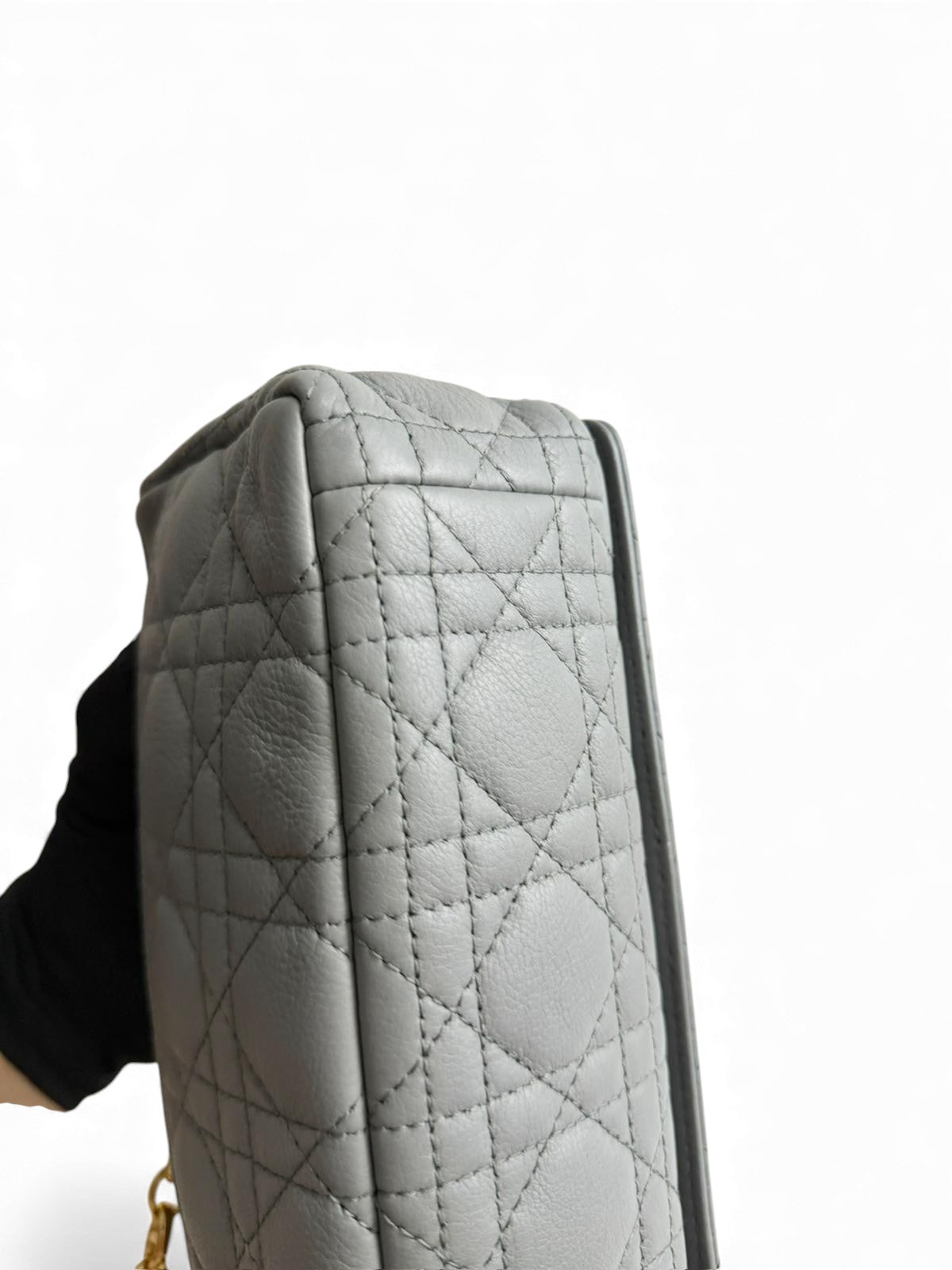 Christian Dior Caro Small – Stone Grey Calfskin, Gold-tone Hardware