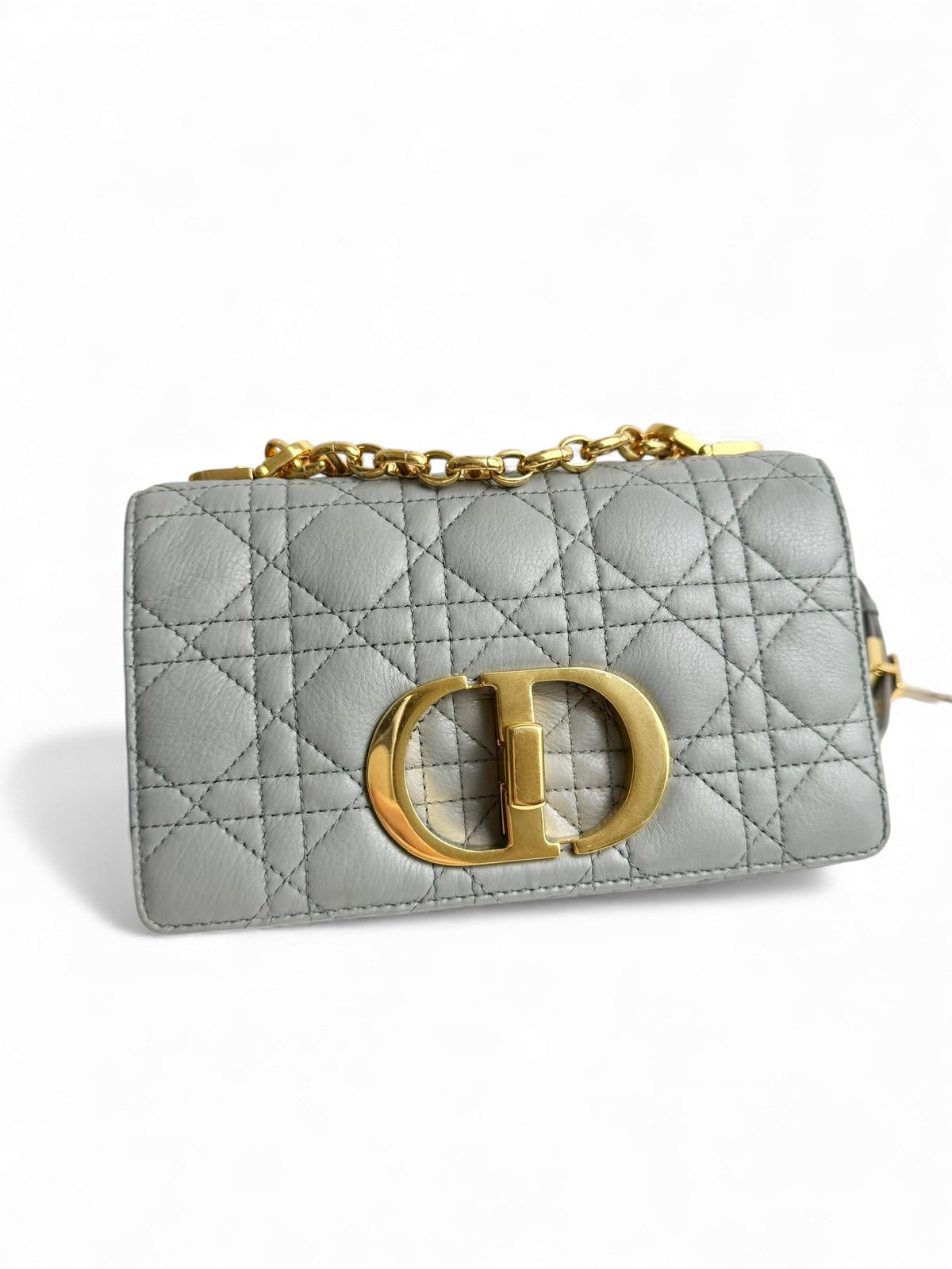 Christian Dior Caro Small – Stone Grey Calfskin, Gold-tone Hardware