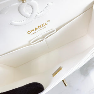 Chanel Timeless Classic Small White Caviar Gold-tone Hardware