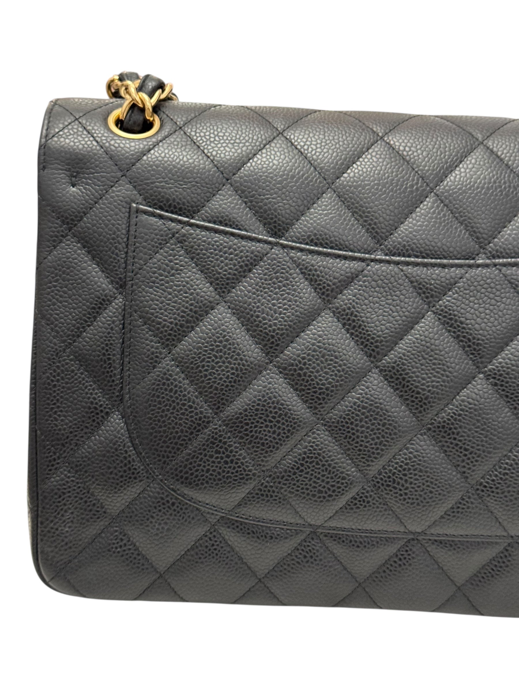 Chanel Timeless Classic Jumbo Black Caviar Gold-tone Hardware