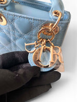 将图片加载到图库查看器，Christian Dior Lady Dior Micro Baby Blue, Gold-tone Hardware
