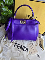 Load image into Gallery viewer, Fendi Peekaboo Mini Nappa Shahtoosh in Purple Rain Silver-tone Hardware
