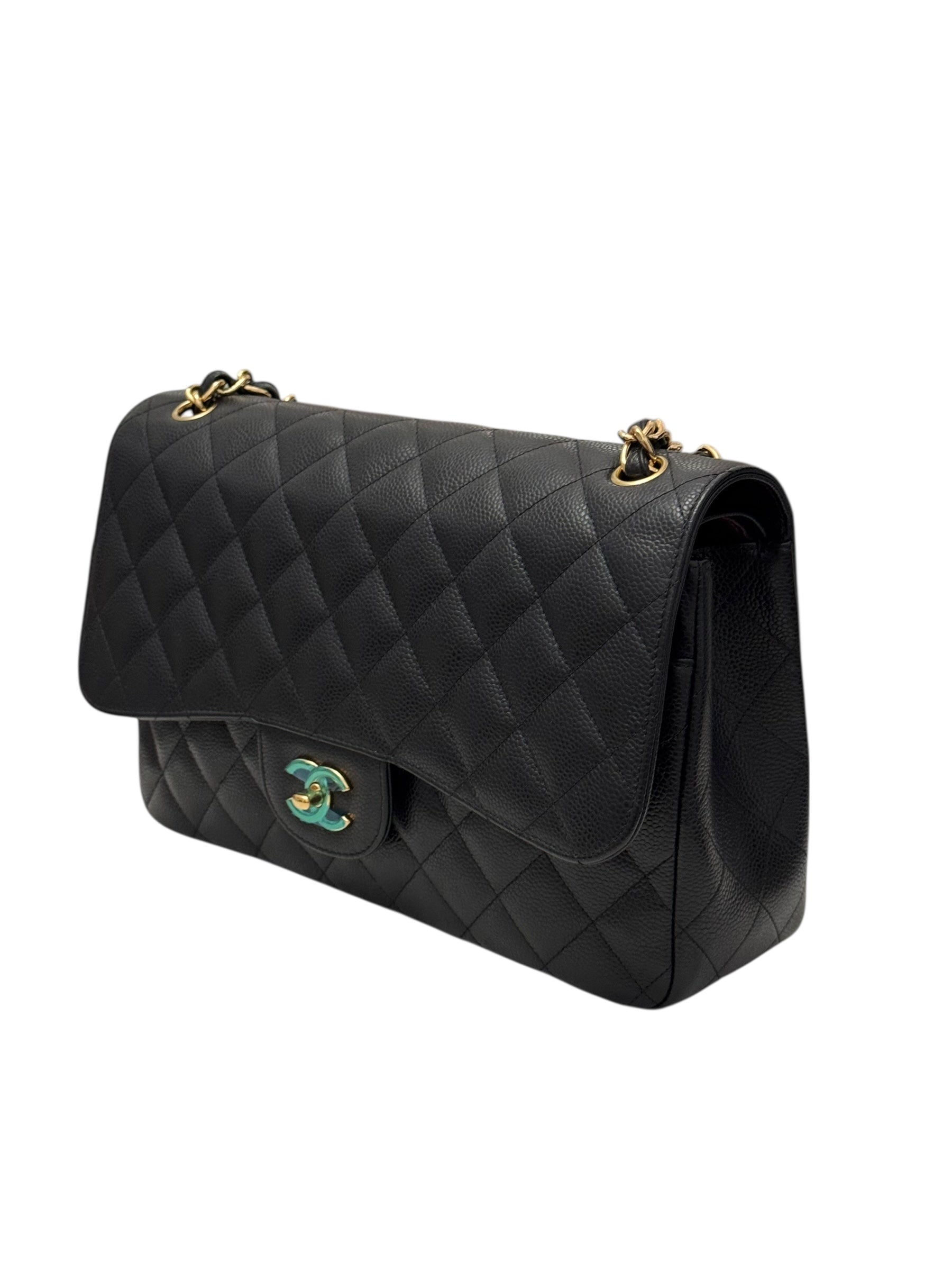 Chanel Timeless Classic Jumbo Black Caviar Gold-tone Hardware