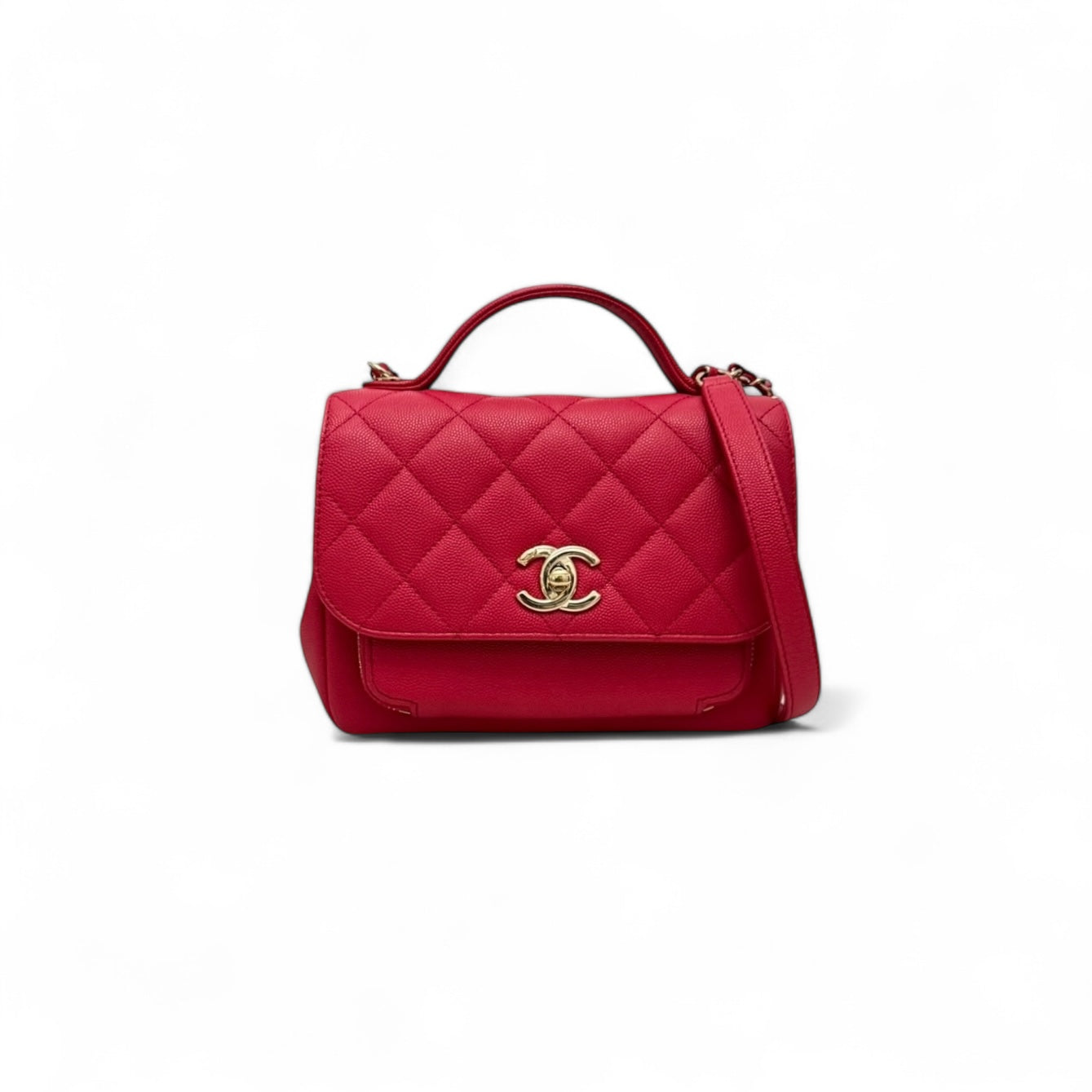 Chanel Business Affinity Strawberry Red Grained Calfskin - Caviar, Gold-tone Hardware