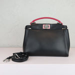 Load image into Gallery viewer, FENDI Peekaboo Iconic Satchel Mini Nappa Colorblock Black SHW
