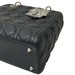 将图片加载到图库查看器，Christian Dior Lady Dior Medium Black Grained Leather/Caviar Silver-tone Hardware
