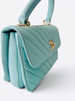 将图片加载到图库查看器，Chanel Trendy CC Small Chevron Sky Blue Lambskin Gold-tone Hardware
