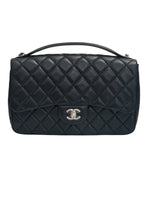 将图片加载到图库查看器，Chanel Easy Carry Flap Bag Black Lambskin Silver-tone Hardware
