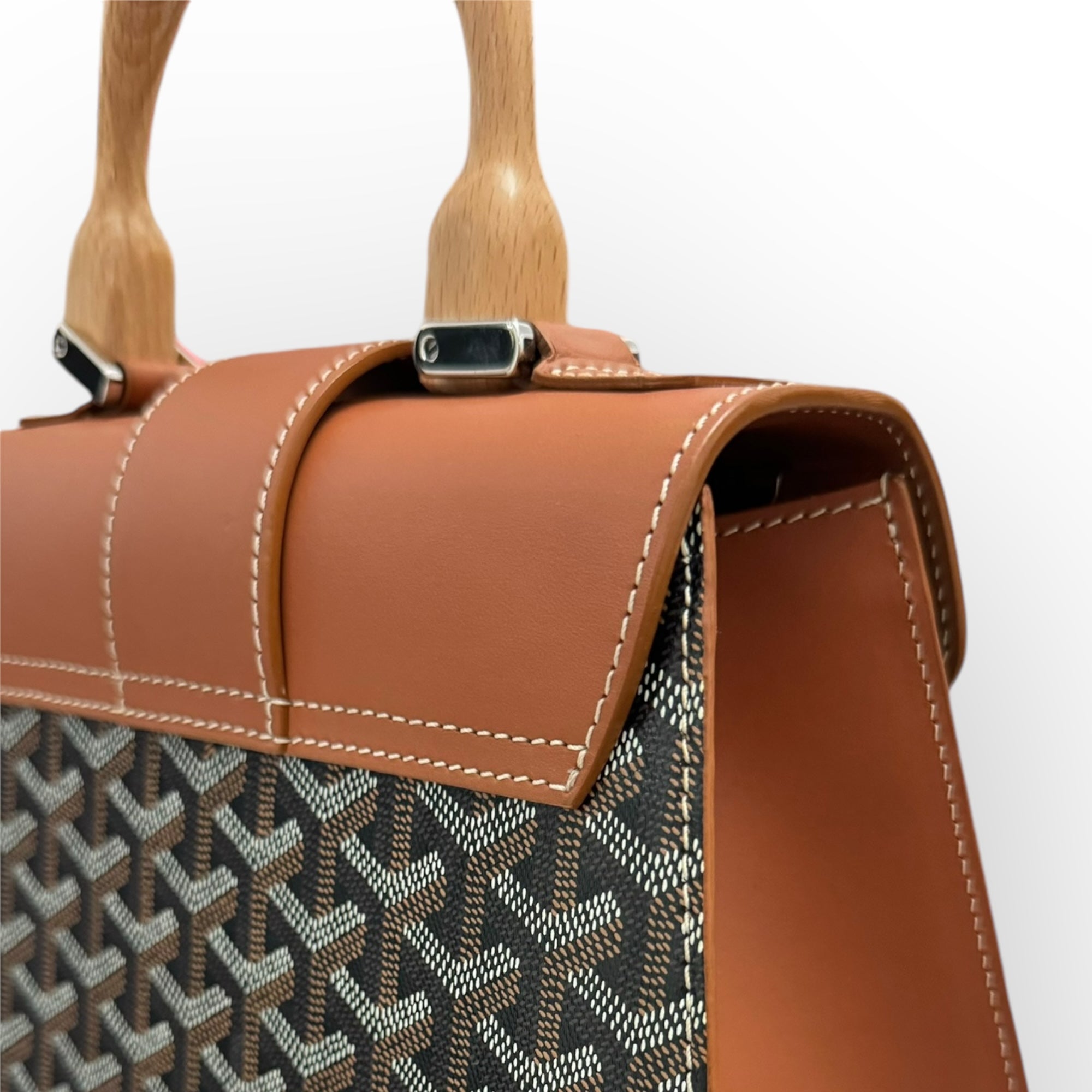 Goyard Saigon PM Tan/Black Gold-Tone Hardware