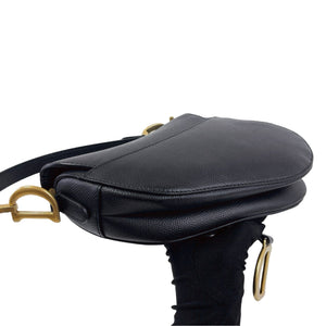 Christian Dior Saddle Mini/Small Black Grained Calfskin Gold-tone Hardware