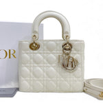 将图片加载到图库查看器，Christian Dior My Lady ABCDior Small White Lambskin Gold-tone Hardware
