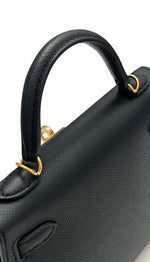 将图片加载到图库查看器，Hermes Kelly II 20 Sellier Black Epsom Leather 24kt Gold-Plated Hardware
