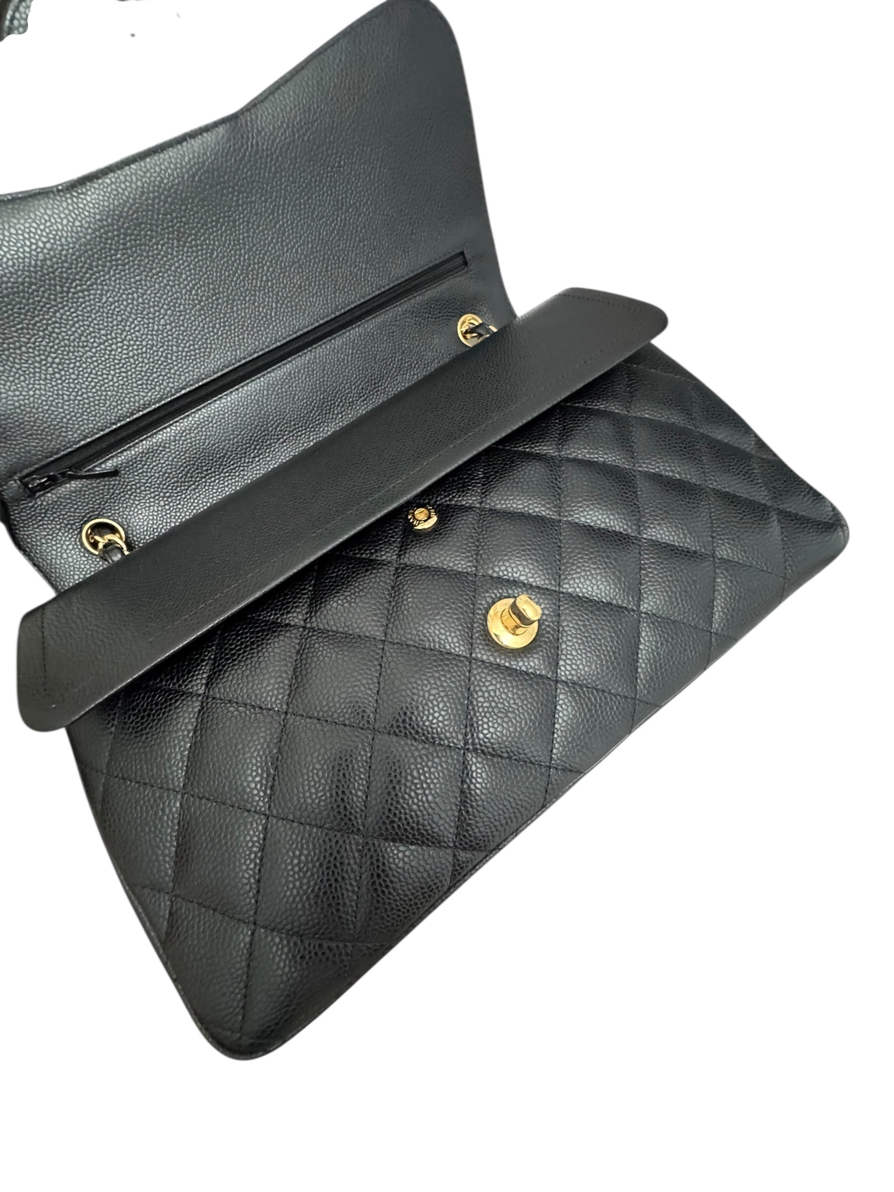 Chanel Timeless Classic Jumbo Black Caviar Gold-tone Hardware