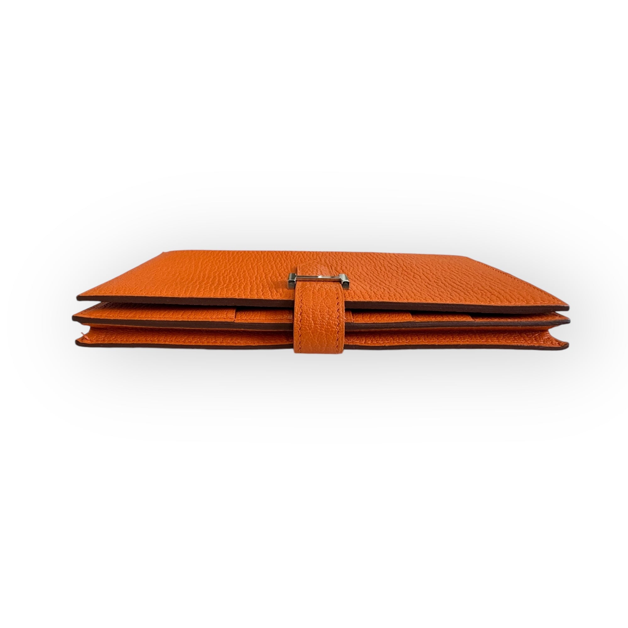 Hermes H Bearn Wallet Orange Chevre Mysore Palladium Hardware