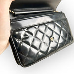 Load image into Gallery viewer, Chanel Classic Leboy Wallet on Chain, Black Diamond Quilted Patent Leather, Gold-tone Hardware
