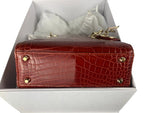 Load image into Gallery viewer, Christian Dior Lady Dior Mini Exotic Crocodile Leather Crystal and Gold Hardware
