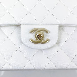 Chanel Timeless Classic Small White Caviar Gold-tone Hardware