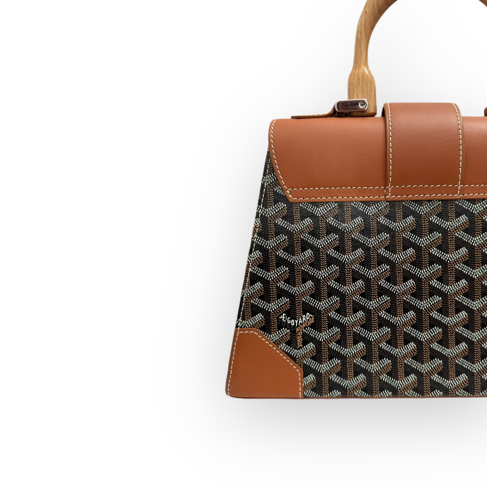 Goyard Saigon PM Tan/Black Gold-Tone Hardware