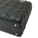 将图片加载到图库查看器，Christian Dior Lady Dior Medium Black Grained Leather/Caviar Silver-tone Hardware
