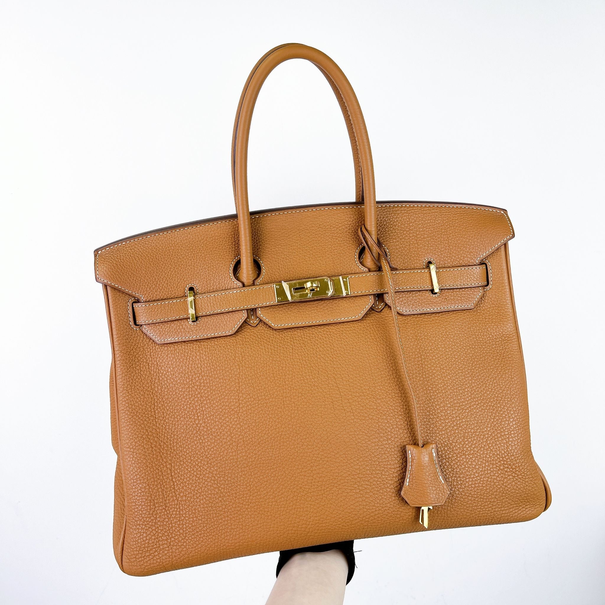 Hermes Birkin 35 Retourne Gold Togo 24kt Plated Gold Hardware