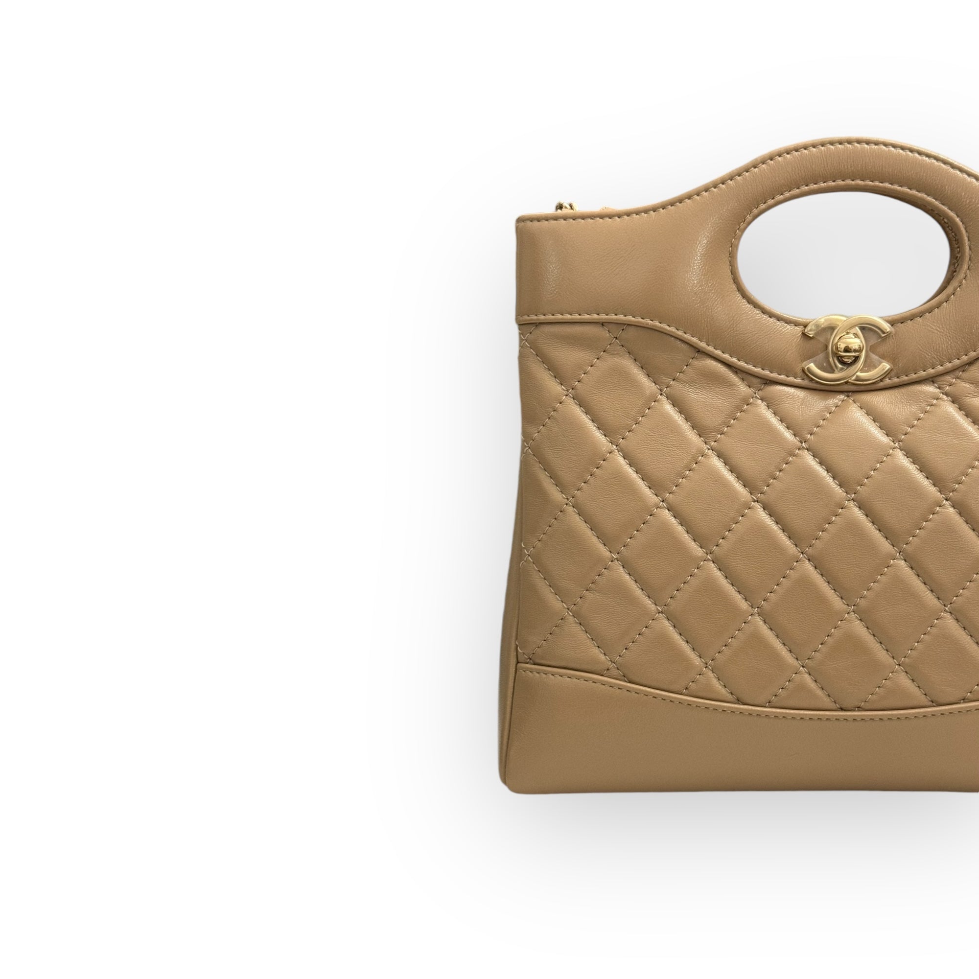 Chanel 31 Mini Shopping Tote Quilted Lambskin Milk Tea/Beige, Gold-Tone Hardware