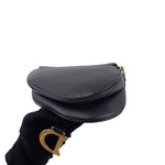 Load image into Gallery viewer, Christian Dior Saddle Mini/Small Black Grained Calfskin Gold-tone Hardware
