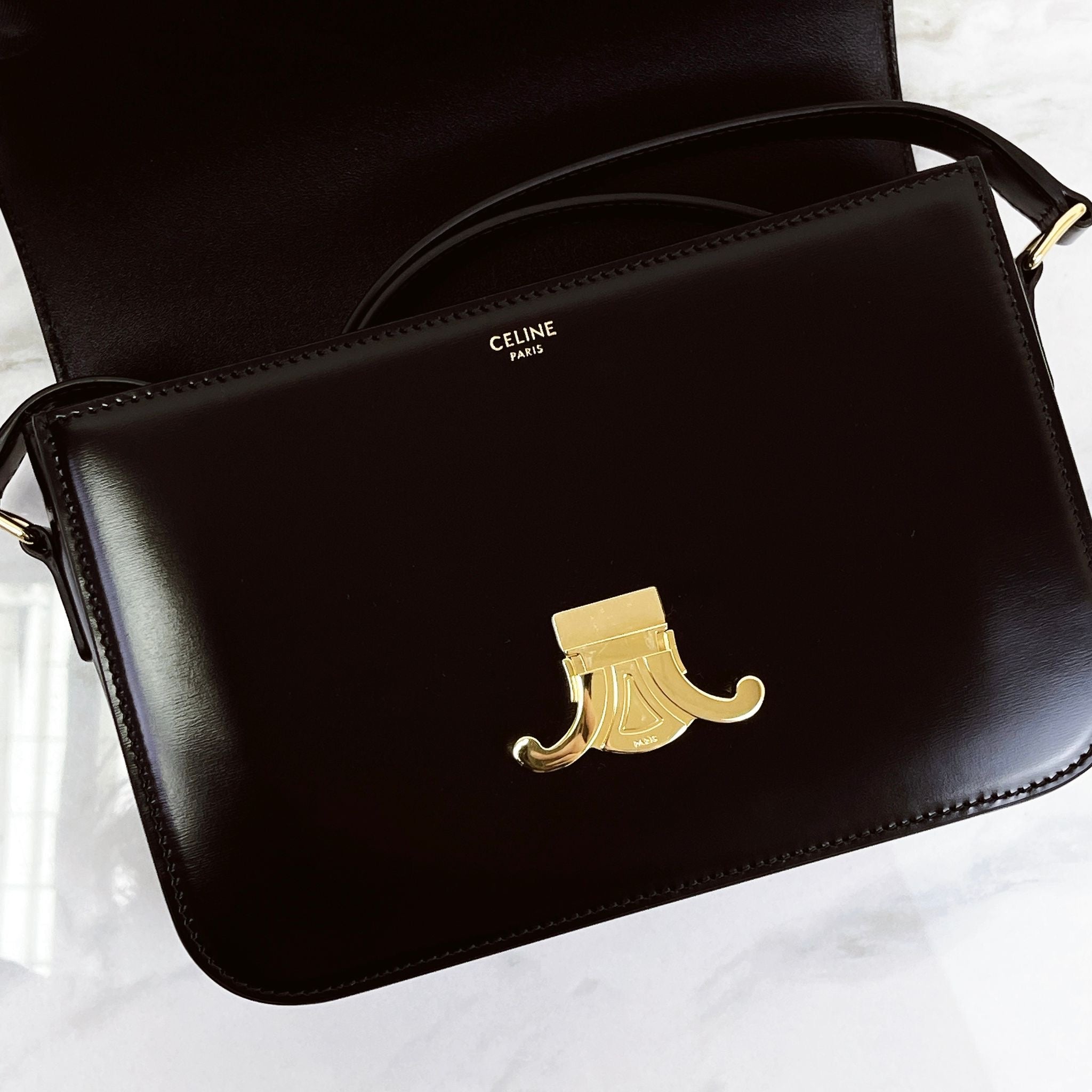 Celine Triomphe Classique Black Gold-tone Hardware