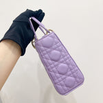 将图片加载到图库查看器，Christian Dior My Lady ABCDior Small Lilac Lambskin, Gold-tone Hardware - Small
