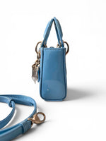 将图片加载到图库查看器，Christian Dior Lady Dior Micro Baby Blue, Gold-tone Hardware
