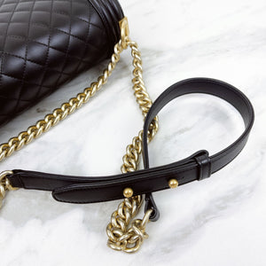 Chanel Leboy New Medium Black Diamond Quilted Lambskin Gold Hardware