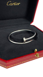 将图片加载到图库查看器，Cartier Classic Juste Un Clou Bracelet White Gold Size 15
