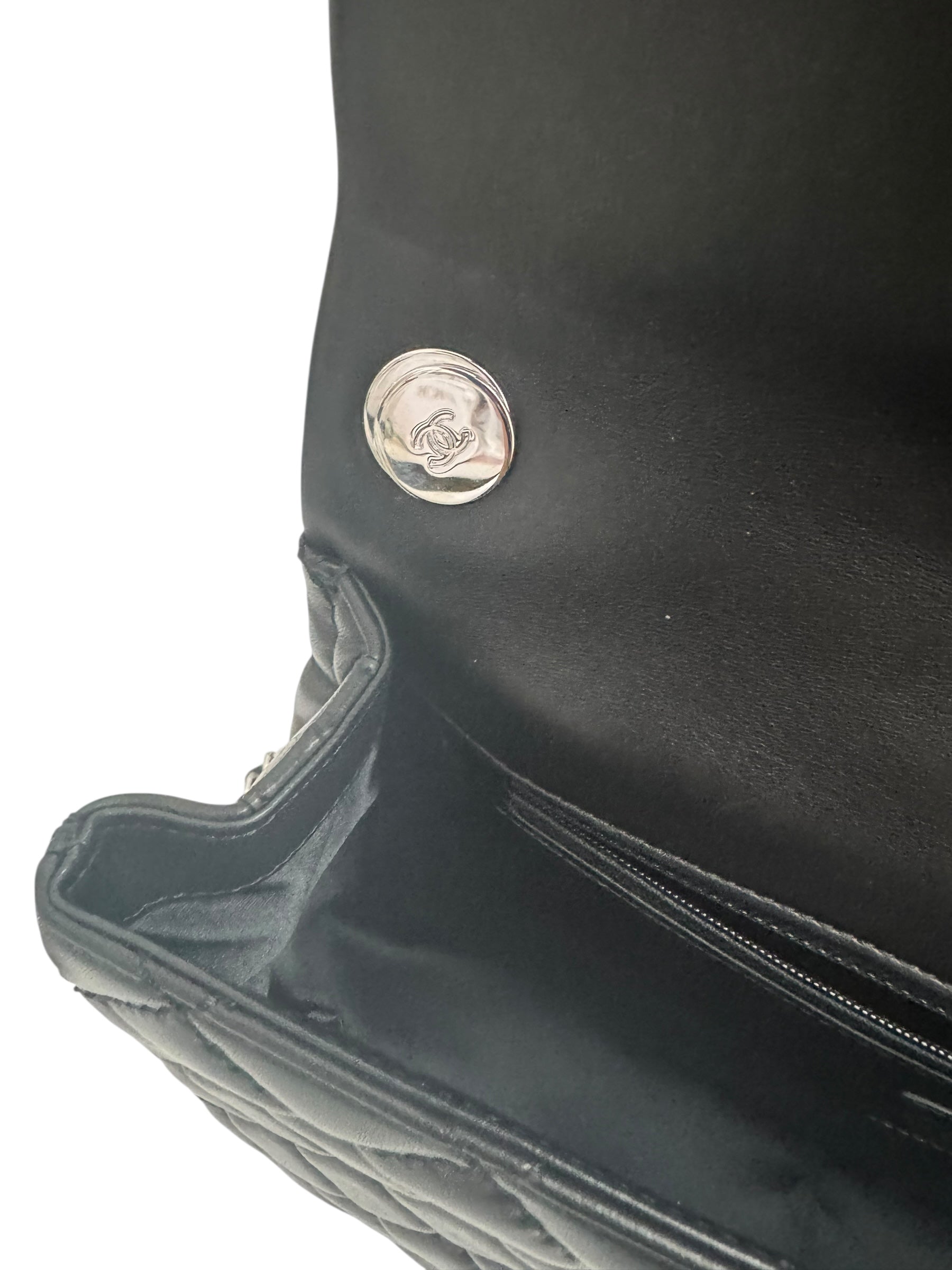 Chanel Easy Carry Flap Bag Black Lambskin Silver-tone Hardware