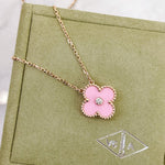 Charger l'image dans la galerie, Van Cleef and Arpels VCA Holiday Pendant, Vintage Alhambra Diamond, Pink Sevres, 18kt Gold

