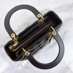 Load image into Gallery viewer, Christian Dior Lady Dior Medium, Black Lambskin Gold-tone Hardware
