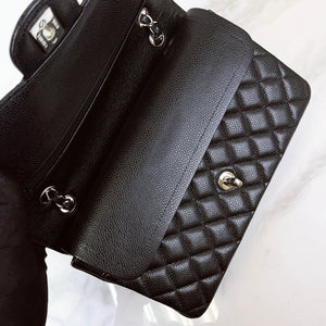 Chanel Classic Medium Black Caviar Silver-tone Hardware