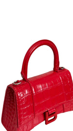 将图片加载到图库查看器，Balenciaga Hourglass XS Handbag,  Lipstick Red Croc-Embossed Calfskin, Red Enamel-plated Hardware
