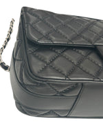 将图片加载到图库查看器，Chanel Easy Carry Flap Bag Black Lambskin Silver-tone Hardware
