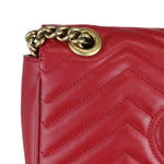 将图片加载到图库查看器，GUCCI GG Marmont Small Calfskin Matelasse Red GHW
